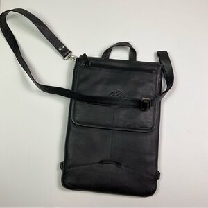 Black Embossed Leather Messenger Bag/laptop bag